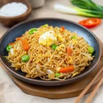 Chinesisch gebratene Nudeln mit Ei und Gemüse