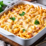 Einfacher Nudelauflauf mit HähnchenHähnchenschinken & Käse