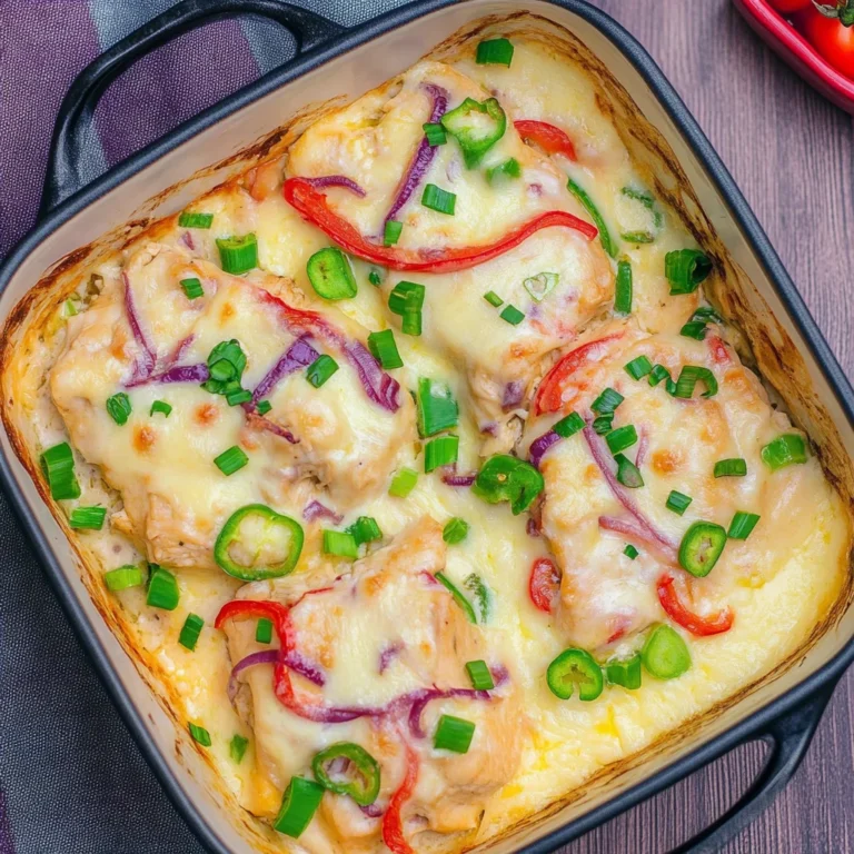 Hähnchen-Auflauf mit Paprika und Schmand-Soße