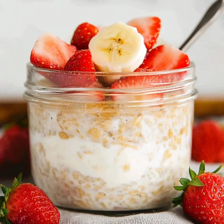 Overnight Oats - so cremig mit Joghurt, Banane & Erdbeeren